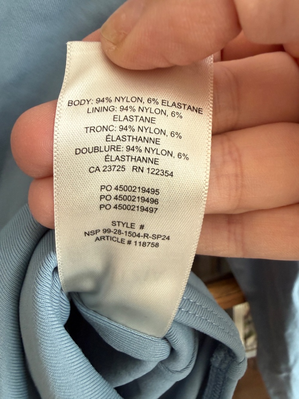 Aritzia Contour Squareneck Longsleeve Bodysuit Blue Size M - Picture 5 of 6